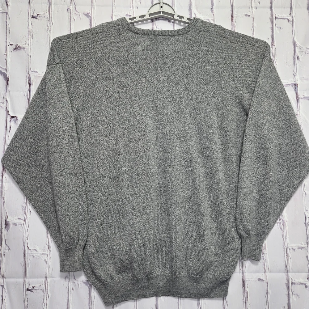 Vintage 1980's Pringle Of Scotland V-neck Sweater 100% Lambswool Gray‎ Sz XL